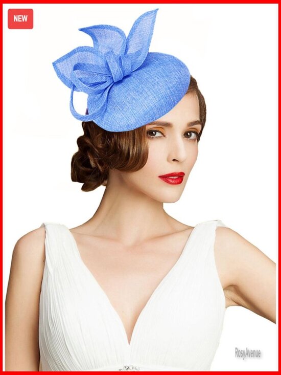 Sinamay Flower Feathers Pillbox Fascinator Derby Headband for Wedding Party